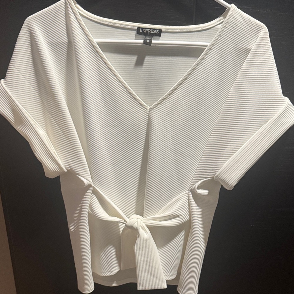 Express Women's Cream Tie-Front Blouse